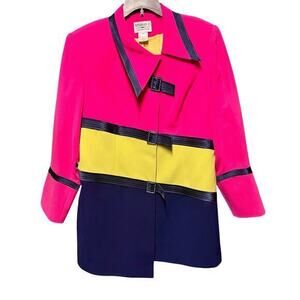 STUDIO C dopamine artsy snap front blazer 3/4 split sleeve old money plus sz 20W